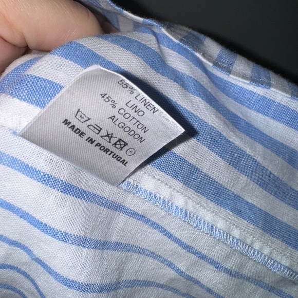 EUC Vilagallo Kaya Striped Embroidered Blouse Blue White Size 50 2XL - Picture 4 of 8